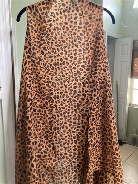 Leopard Print Draped Vest in Tan and Black